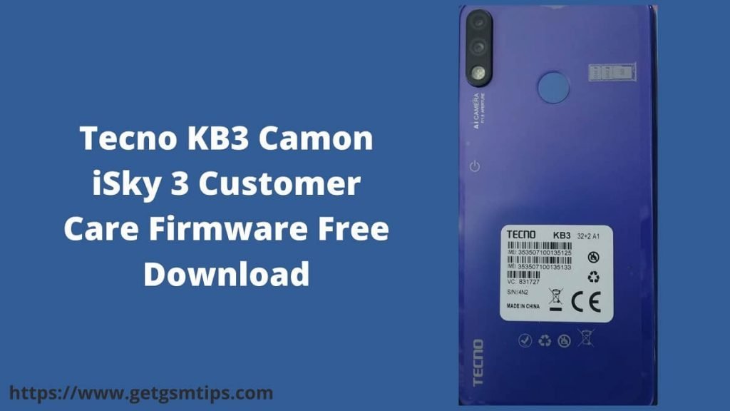 Tecno KB3 Camon iSky 3 Frmware